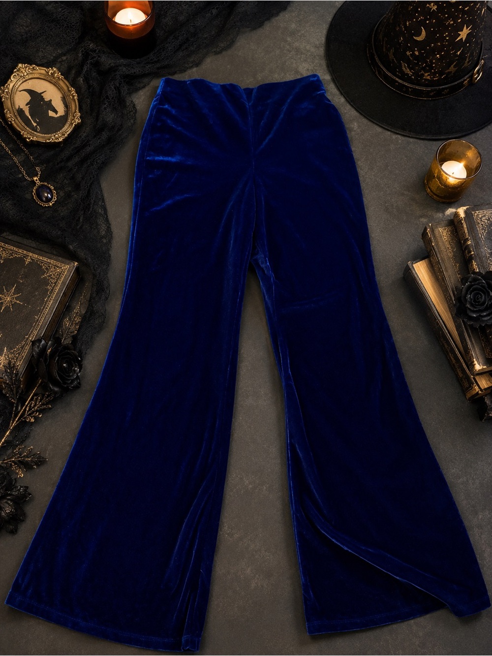 Velvet Wide-Leg Pants - cobalt Blue